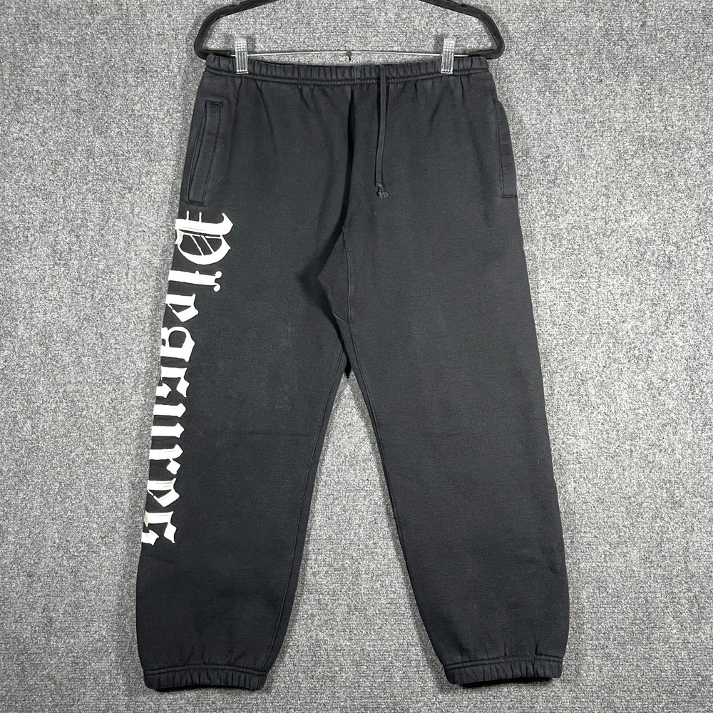 PLEASURES Burnout Sweatpants Heavyweight Faded Black Mens Size Medium #2744